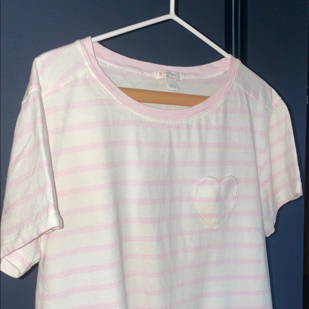J. Crew Crewcuts Sweet Pink & White Heart Cotton Crewneck Tee, Size Girl's XL